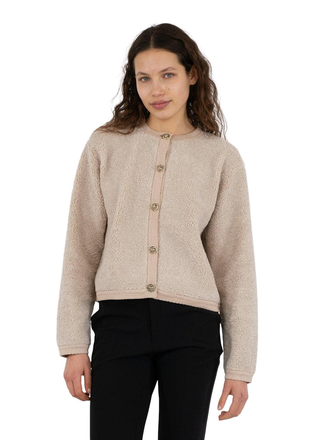 Limo Fluffy Knit Cardigan - Sand - Image 3