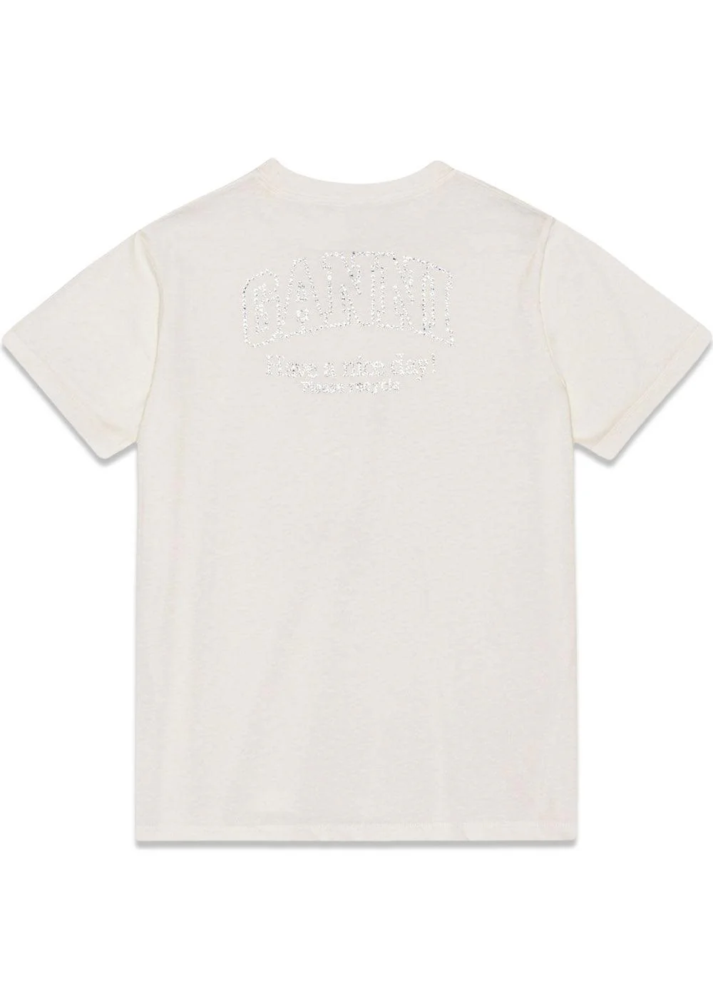 Basic Jersey Rhinestone Relaxed T-shirt - Egret - Image 2