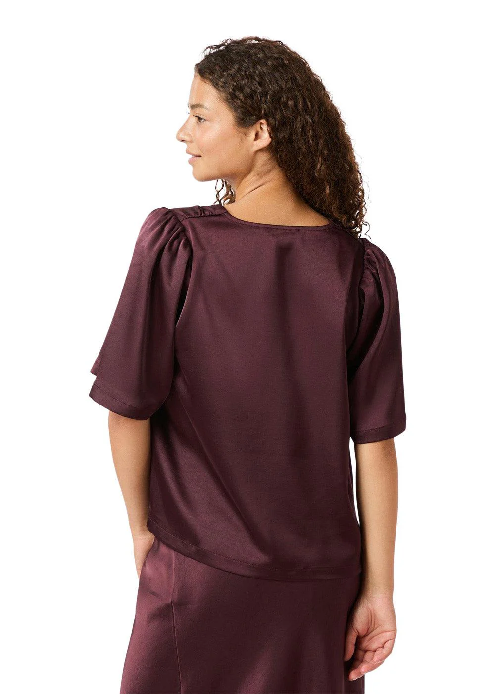 Largo Heavy Sateen Blouse - Burgundy - Image 4