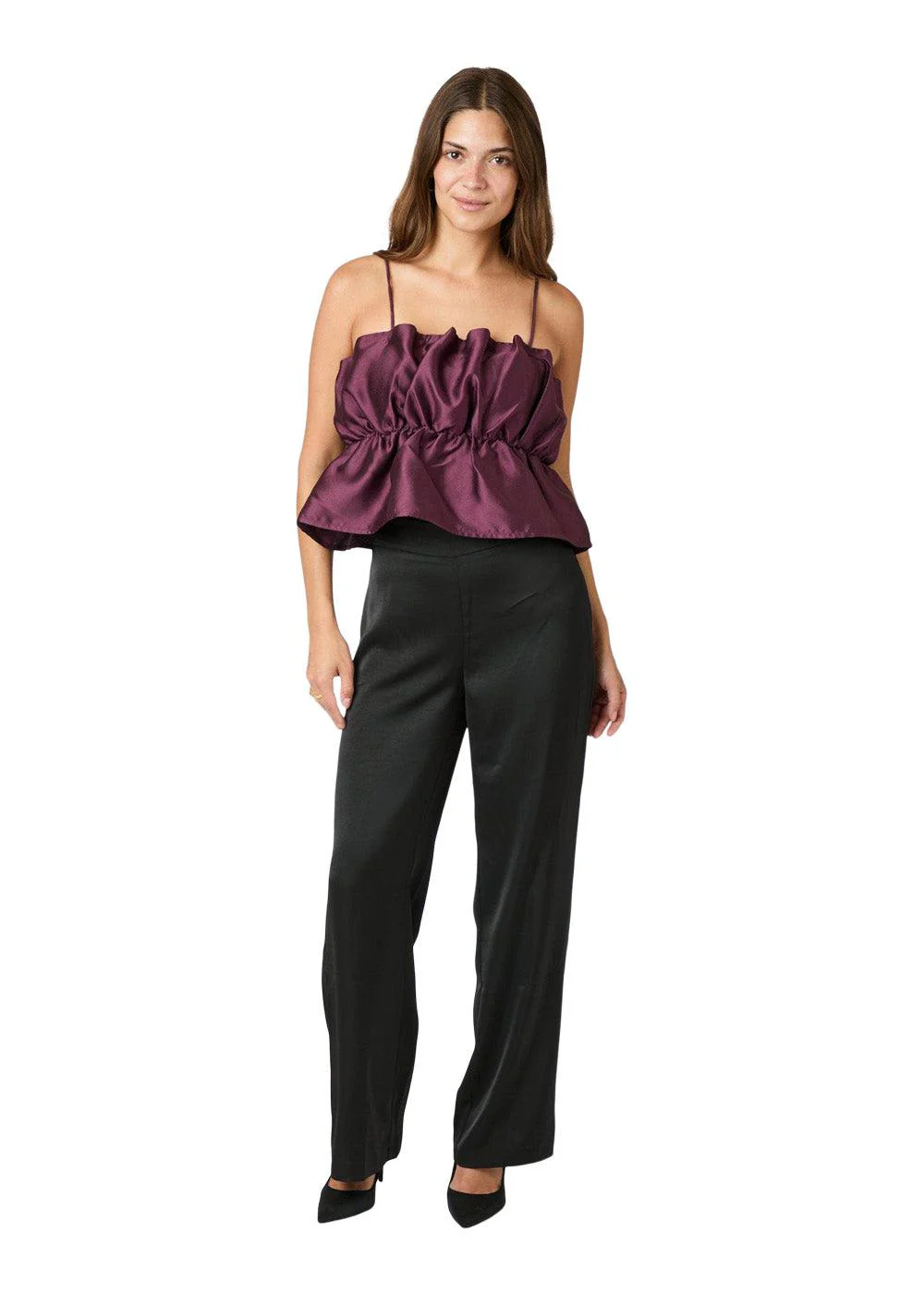 Tipton Dull Satin Top - Burgundy - Image 5