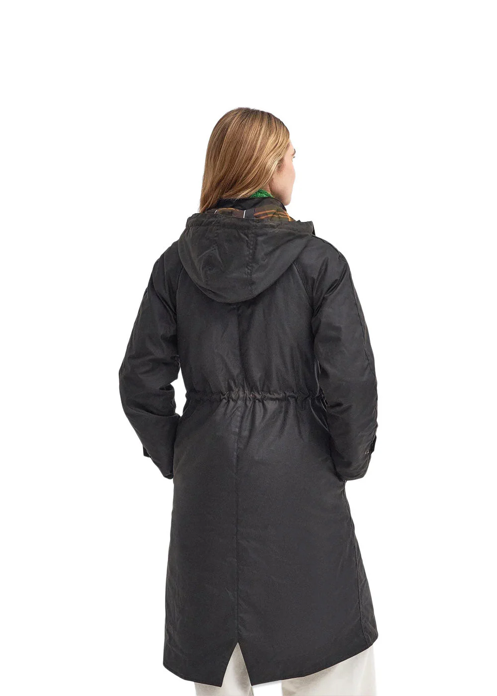 Long Cannish Wax Jacket - Olive - Image 3