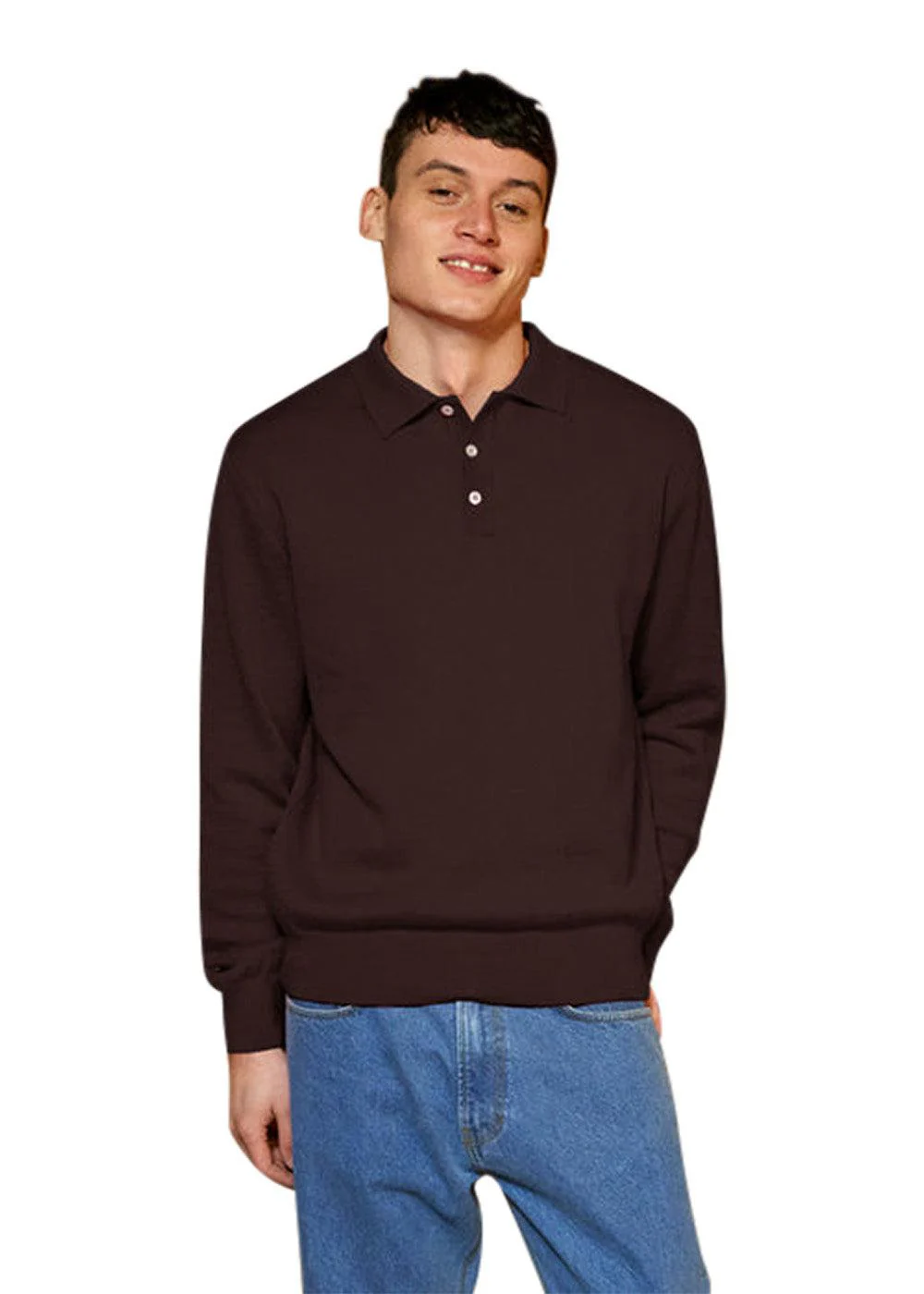 BASE MERINO POLO KNIT - Cold Brown - Image 3