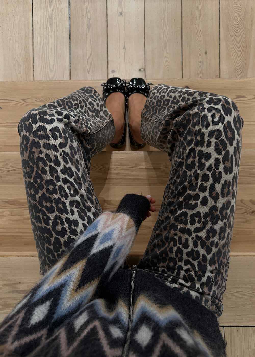 Print Denim Betzy Cropped - Leopard - Image 6