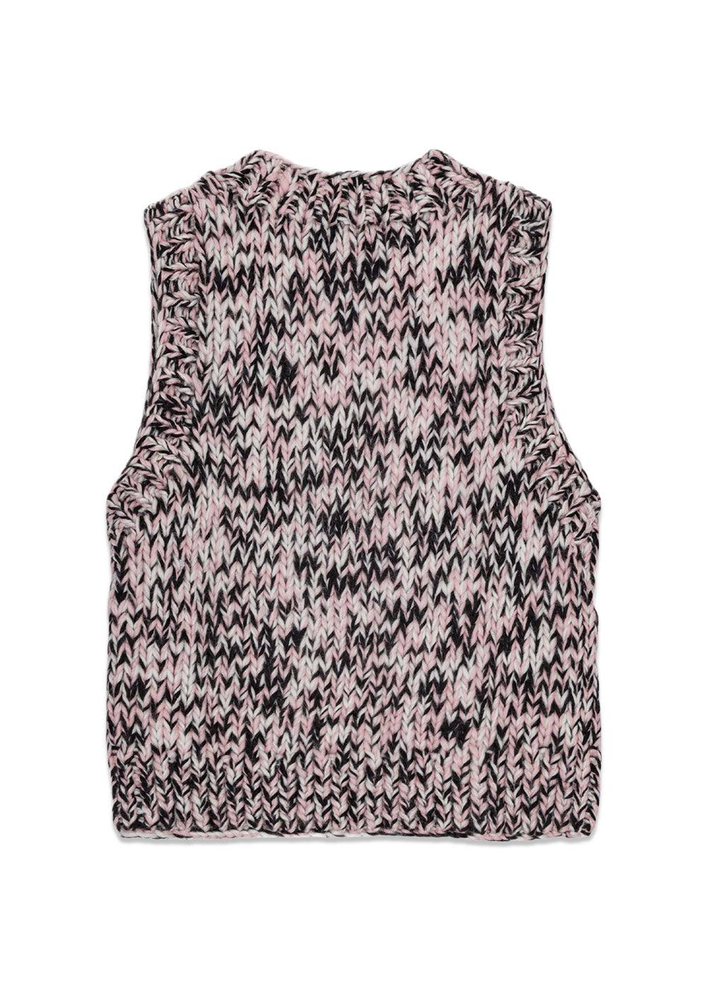 Graphic Wool Handknit Vest - Chalk Pink - Image 3