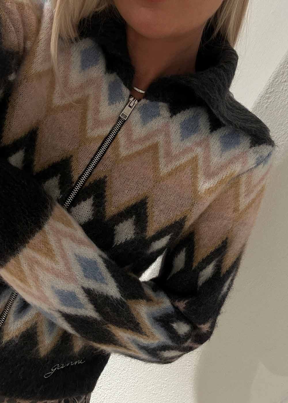 Fine Brushed Alpaca Cardigan - Black - Image 2