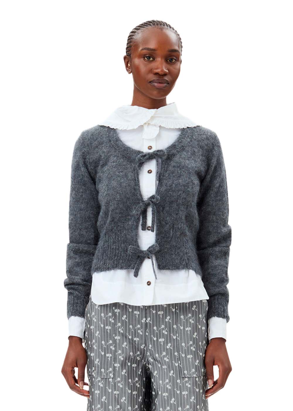 Light Mohair Tie String Cardigan - Paloma Melange - Image 3
