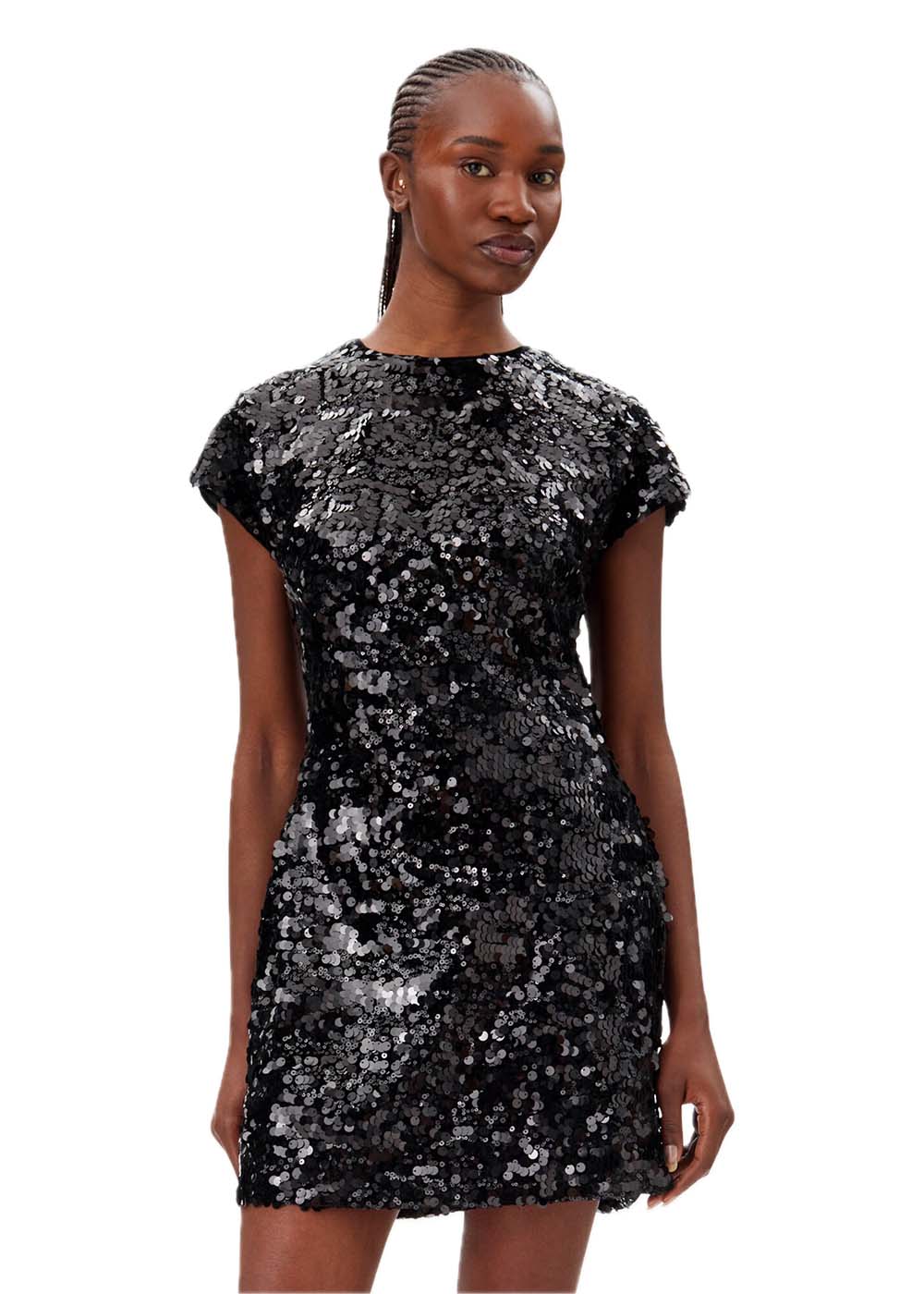 Velvet Sequins Mini Dress - Black - Image 2