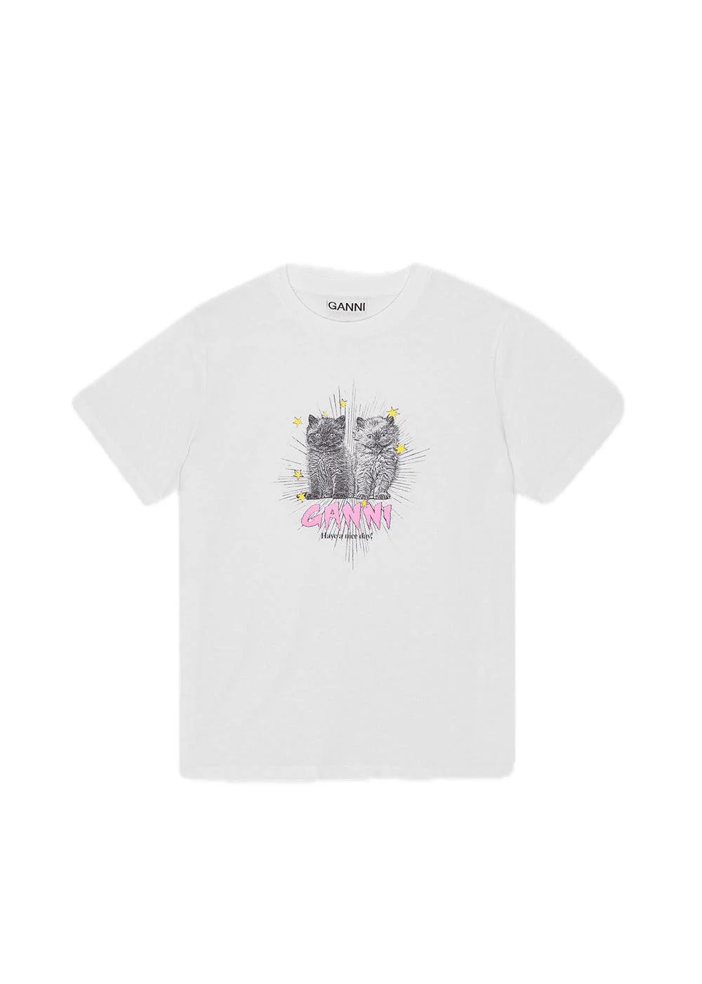 Basic Jersey Kittens Relaxed T-shirt - Bright White