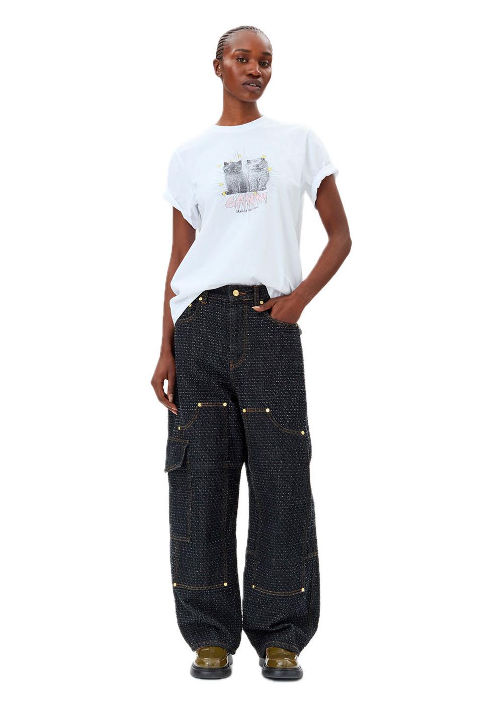 Basic Jersey Kittens Relaxed T-shirt - Bright White - Image 3