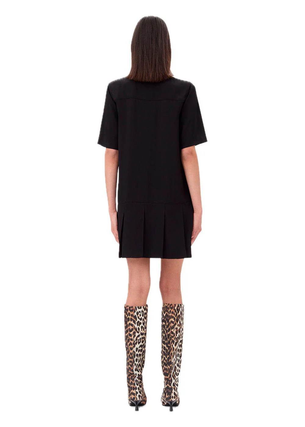 Viscose Twill Mini Dress - Black - Image 3