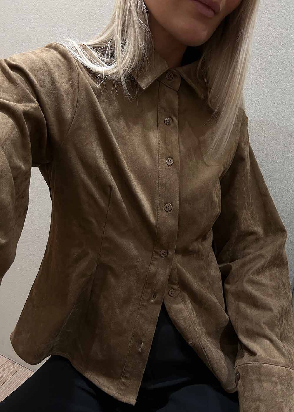 Rosa Faux Suede Shirt - Cognac - Image 5