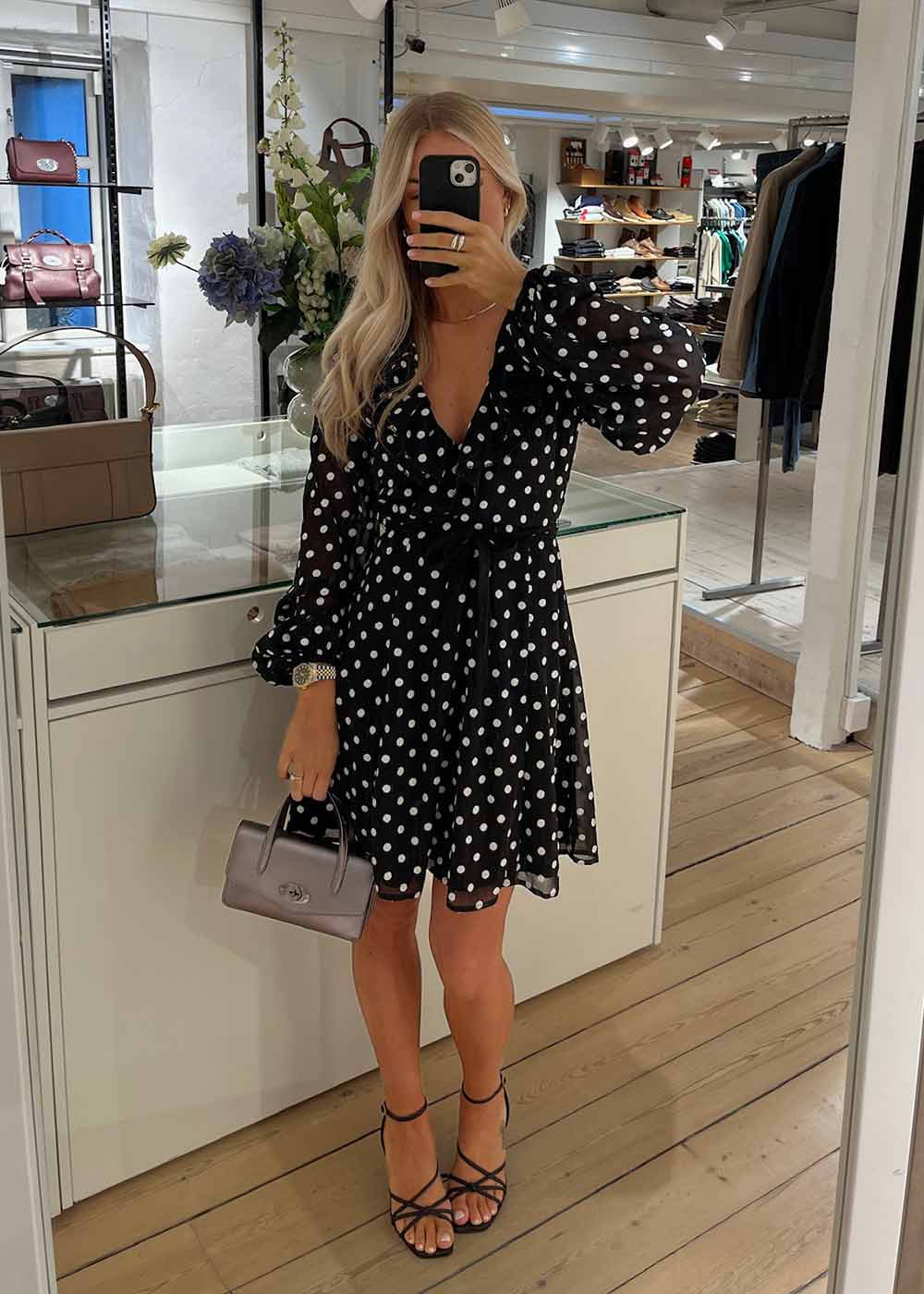 Chiffon Ruffle Mini Dress - 1000 Black Comb. - Image 2