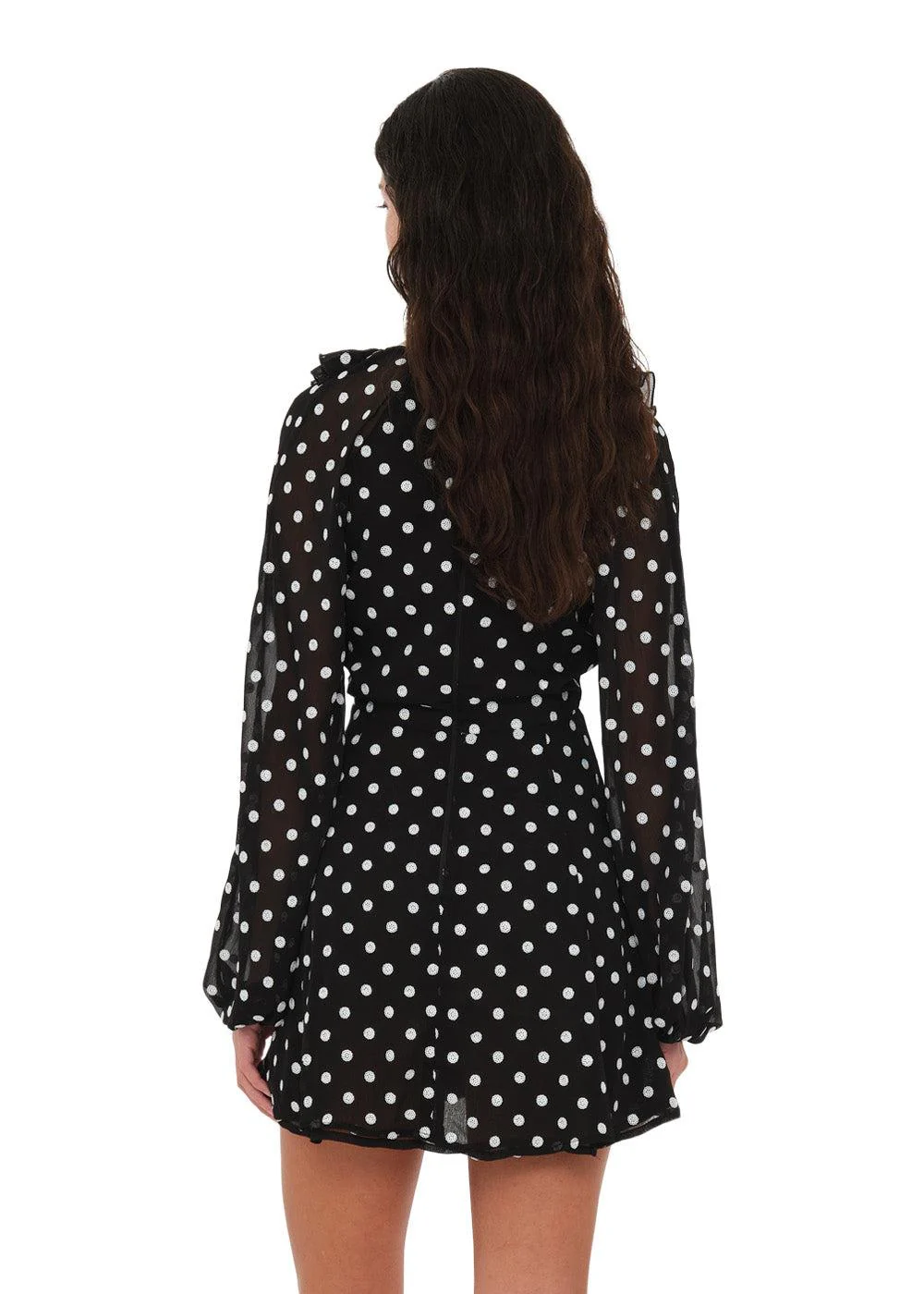 Chiffon Ruffle Mini Dress - 1000 Black Comb. - Image 6