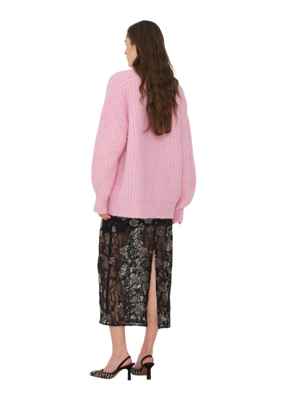 Lace Midi Skirt - Black - Image 4
