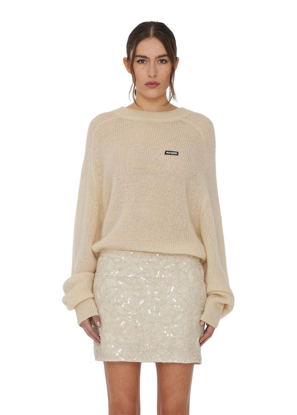 Light Knit Logo Sweater - Egret - Image 3