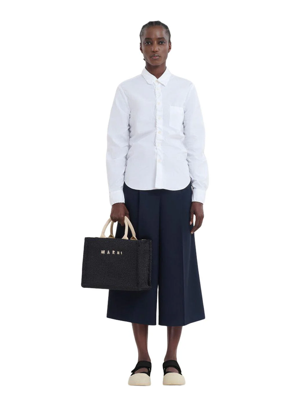 Black raffia-effect Small Tote Bag - Black/Natural - Image 3