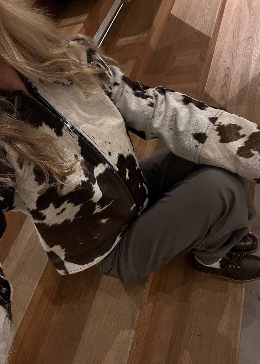 JXENYA COW LEATHER SHORT JACKET OTW LN - Bone White/Cow - Image 6
