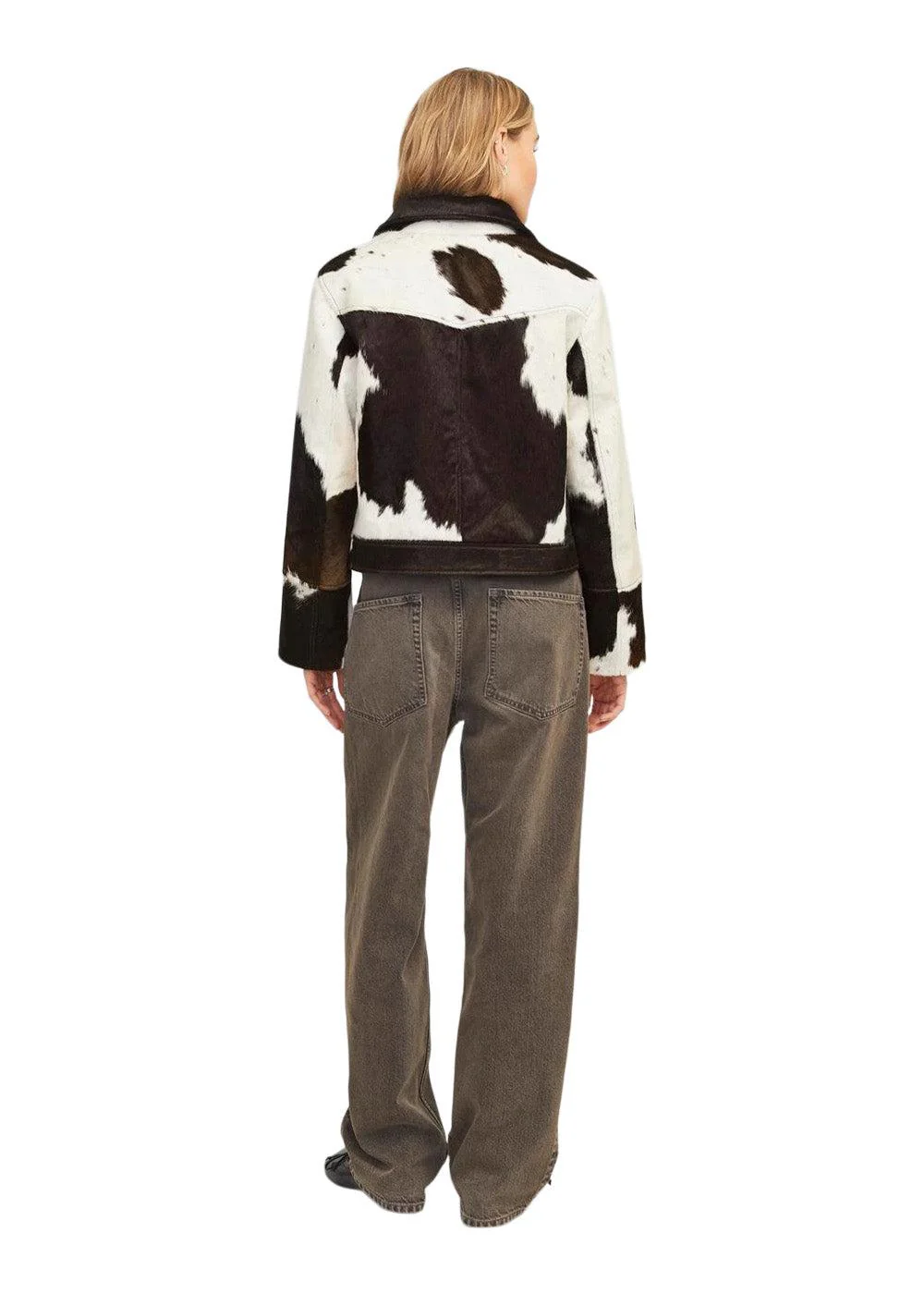 JXENYA COW LEATHER SHORT JACKET OTW LN - Bone White/Cow - Image 8