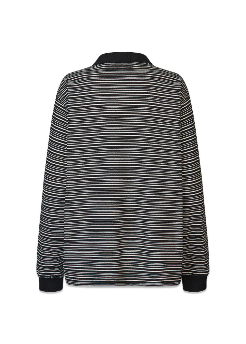 Steffi Oversized Polo - Black/Off White Stripe - Image 3