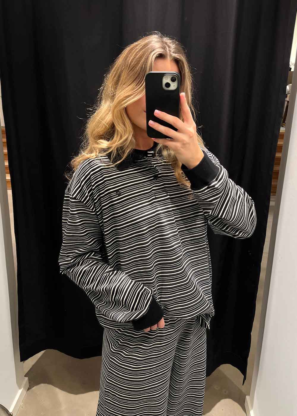 Steffi Oversized Polo - Black/Off White Stripe - Image 4