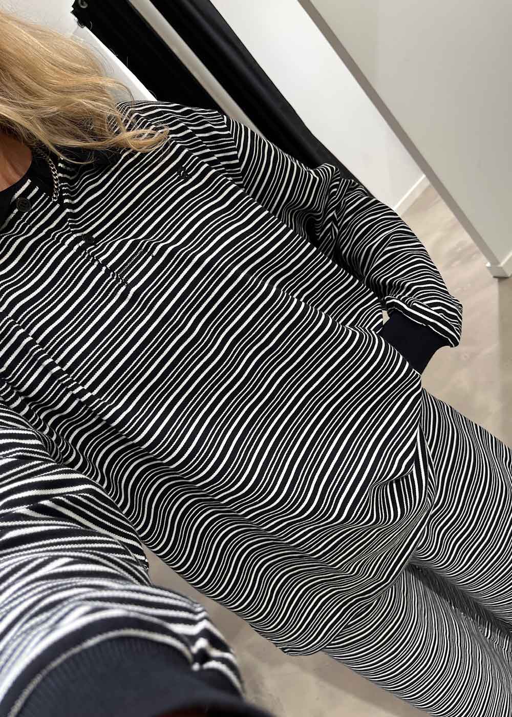 Steffi Oversized Polo - Black/Off White Stripe - Image 5