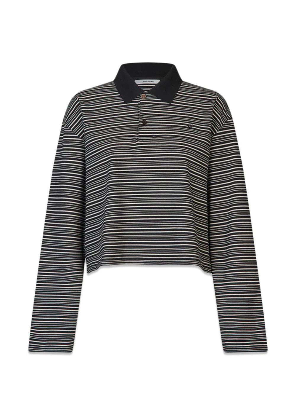 Steffi Boxy Polo - Black/Off White Stripe