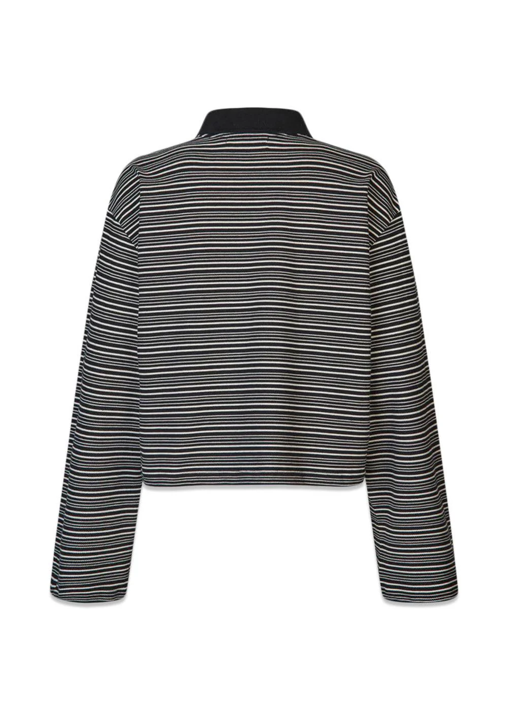 Steffi Boxy Polo - Black/Off White Stripe - Image 2