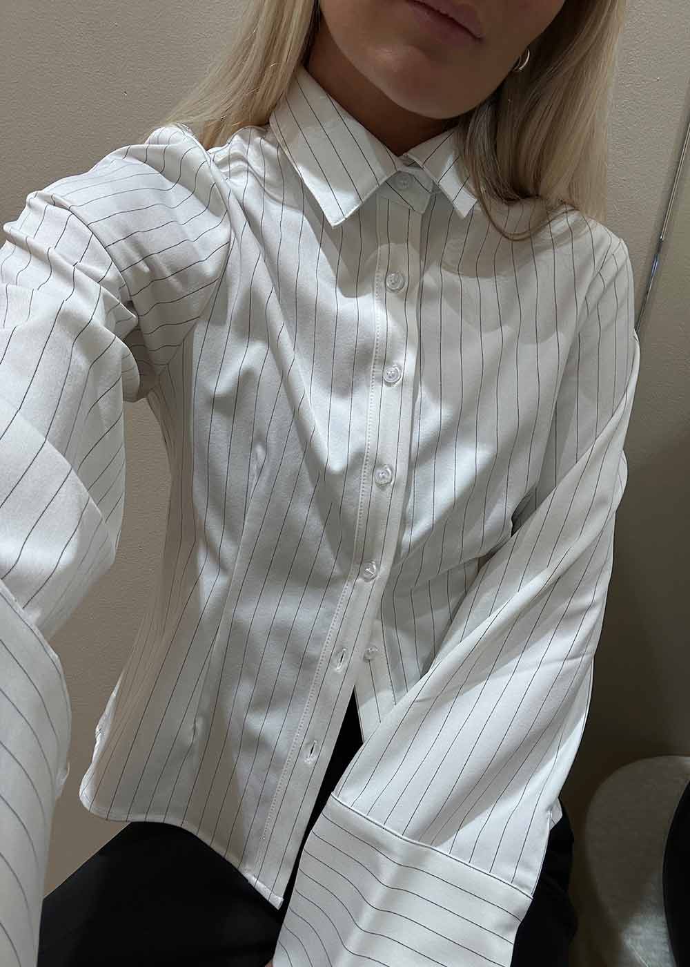 Rosa Pinstripe Shirt - White - Image 4