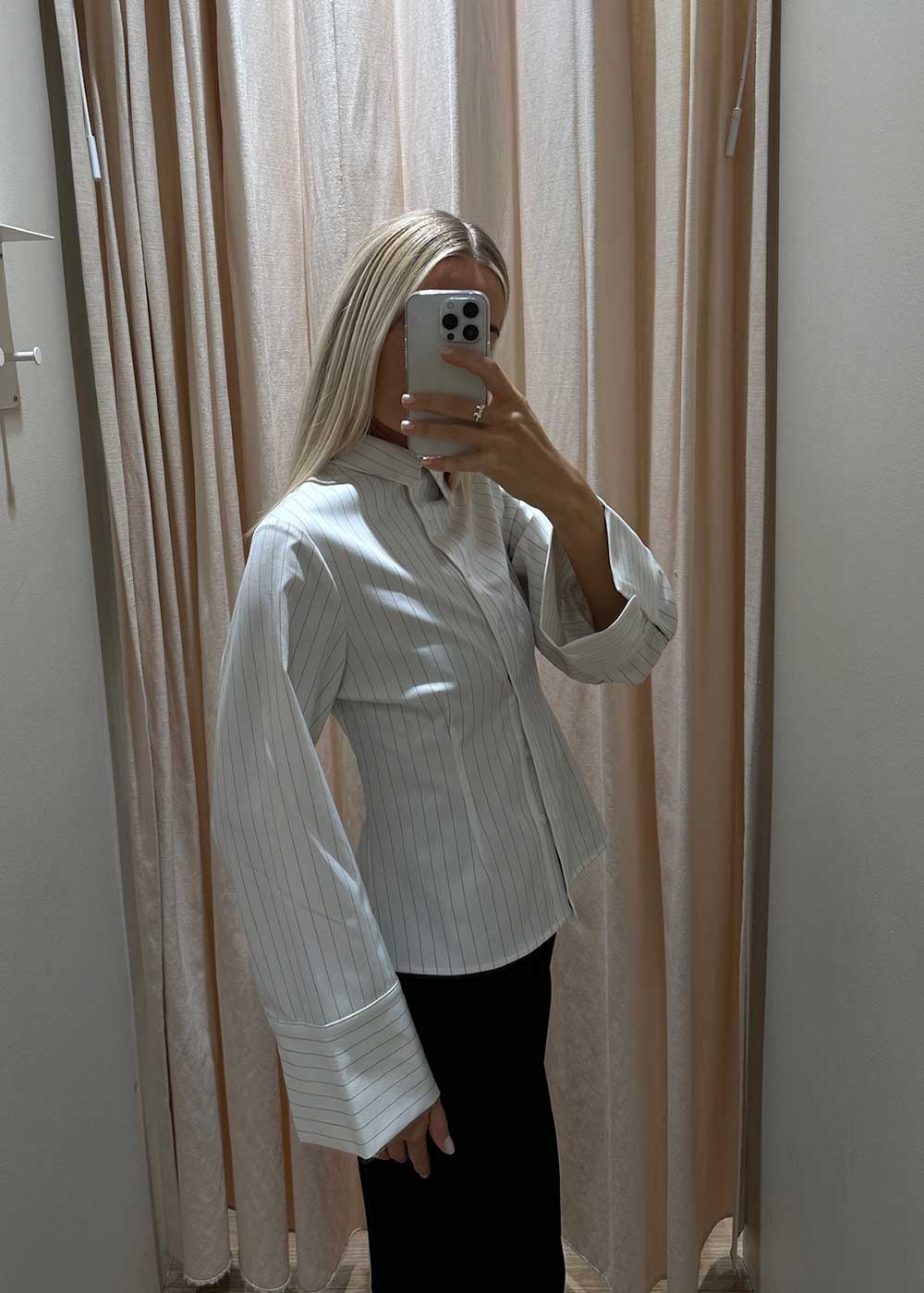 Rosa Pinstripe Shirt - White - Image 6
