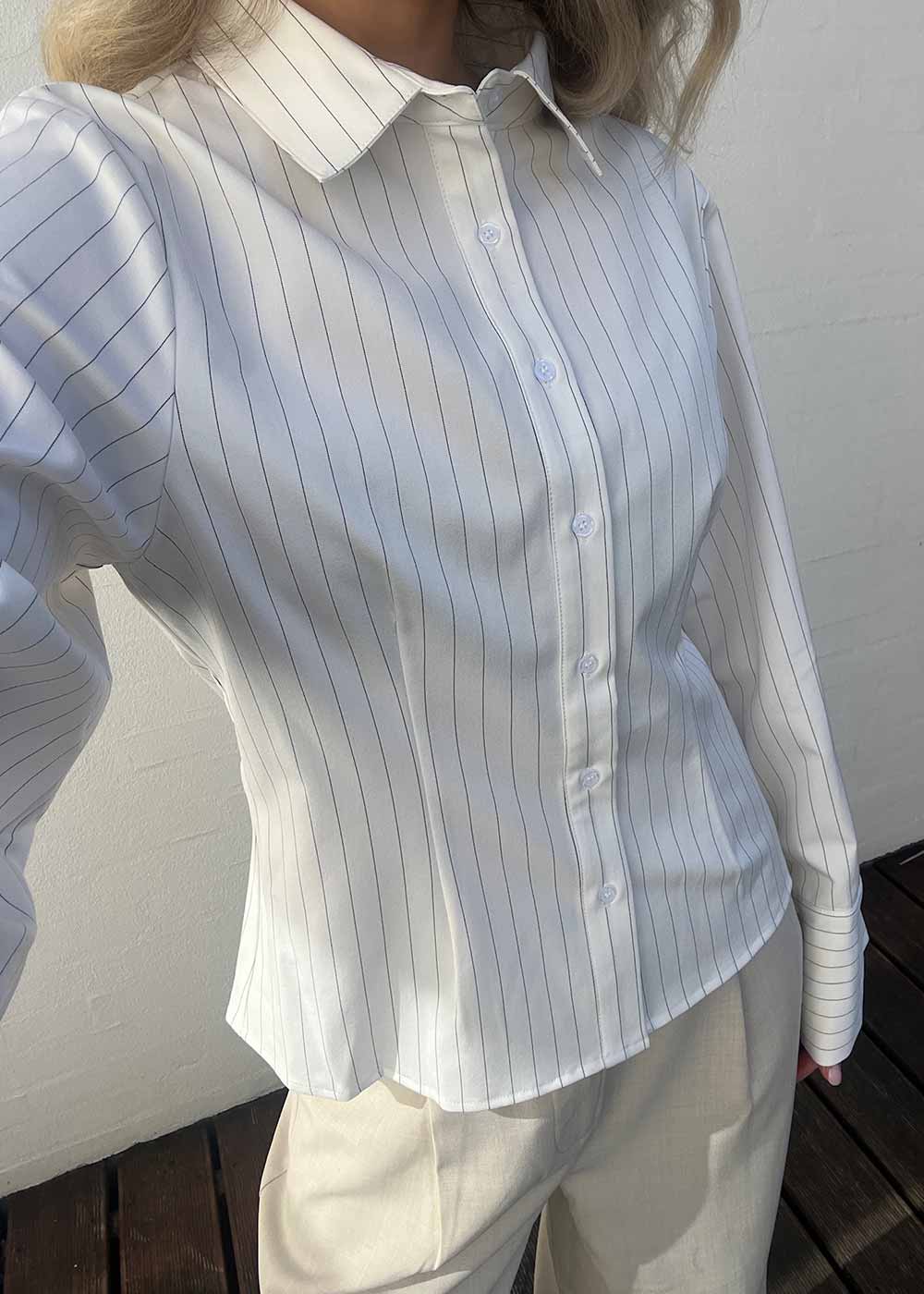 Rosa Pinstripe Shirt - White - Image 8