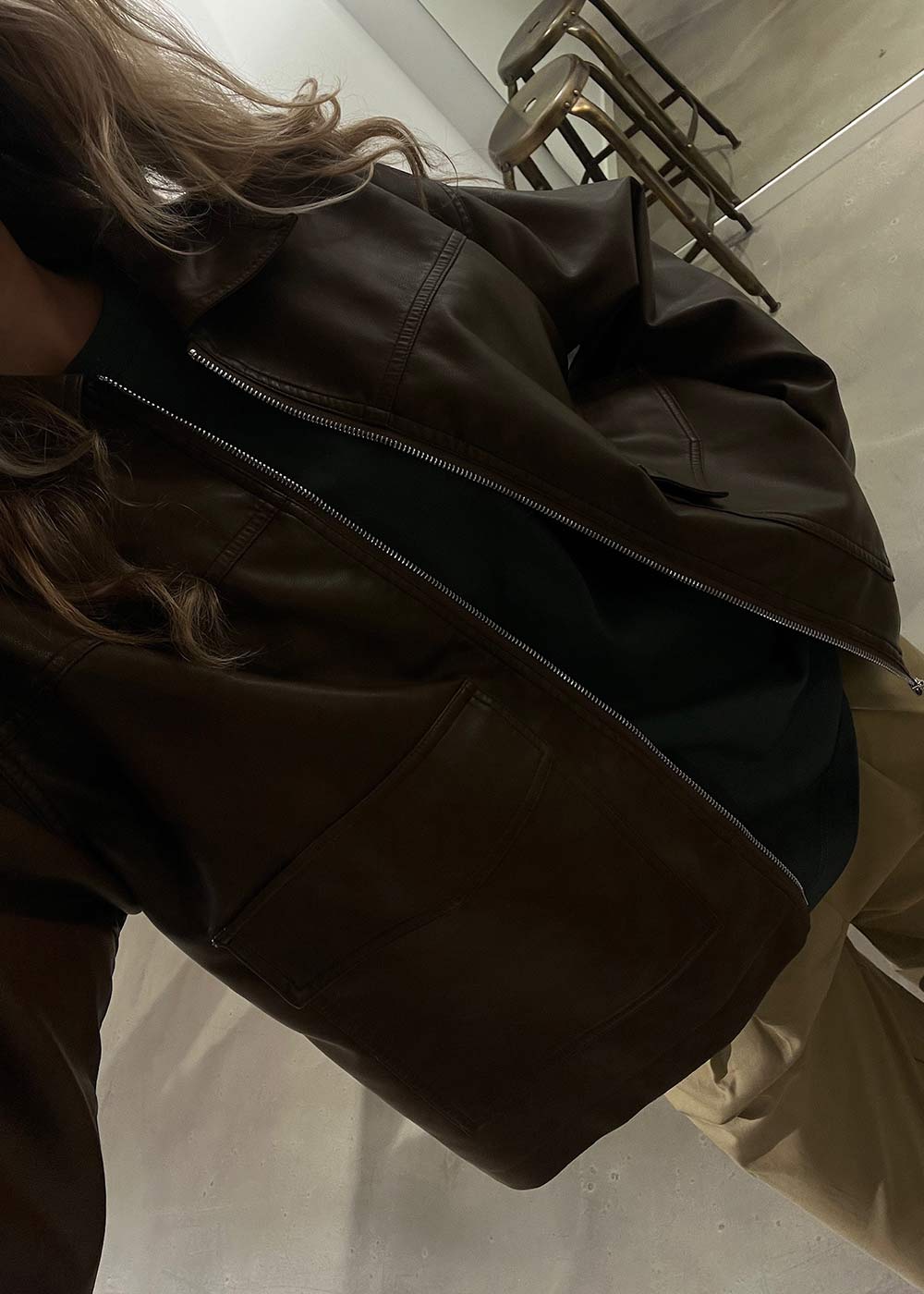 Titan Faux Leather Jacket - Light Brown - Image 3