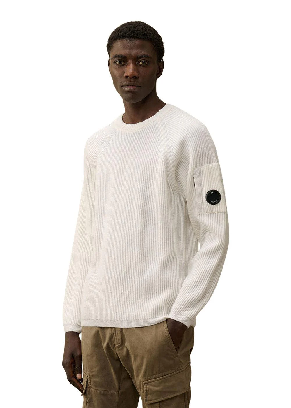 Lambswool Crew Neck Full Knit - Gauze White - Image 2