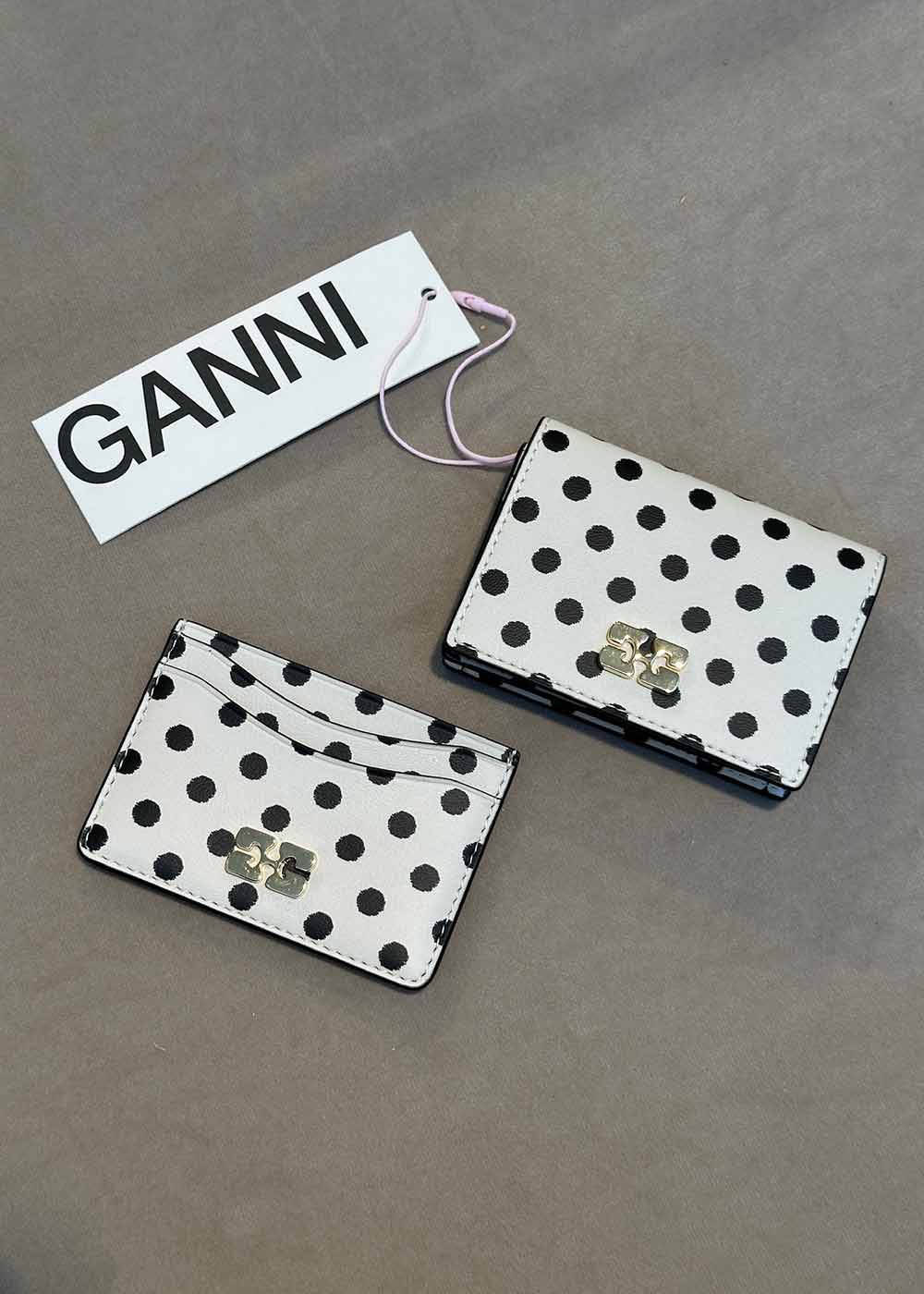 Ganni Bou Card Holder Print Dots - Egret - Image 3