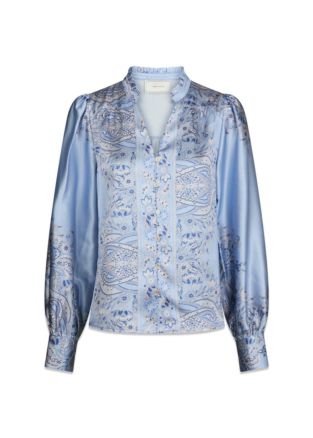 Massima Paisley Border Blouse - Light Blue