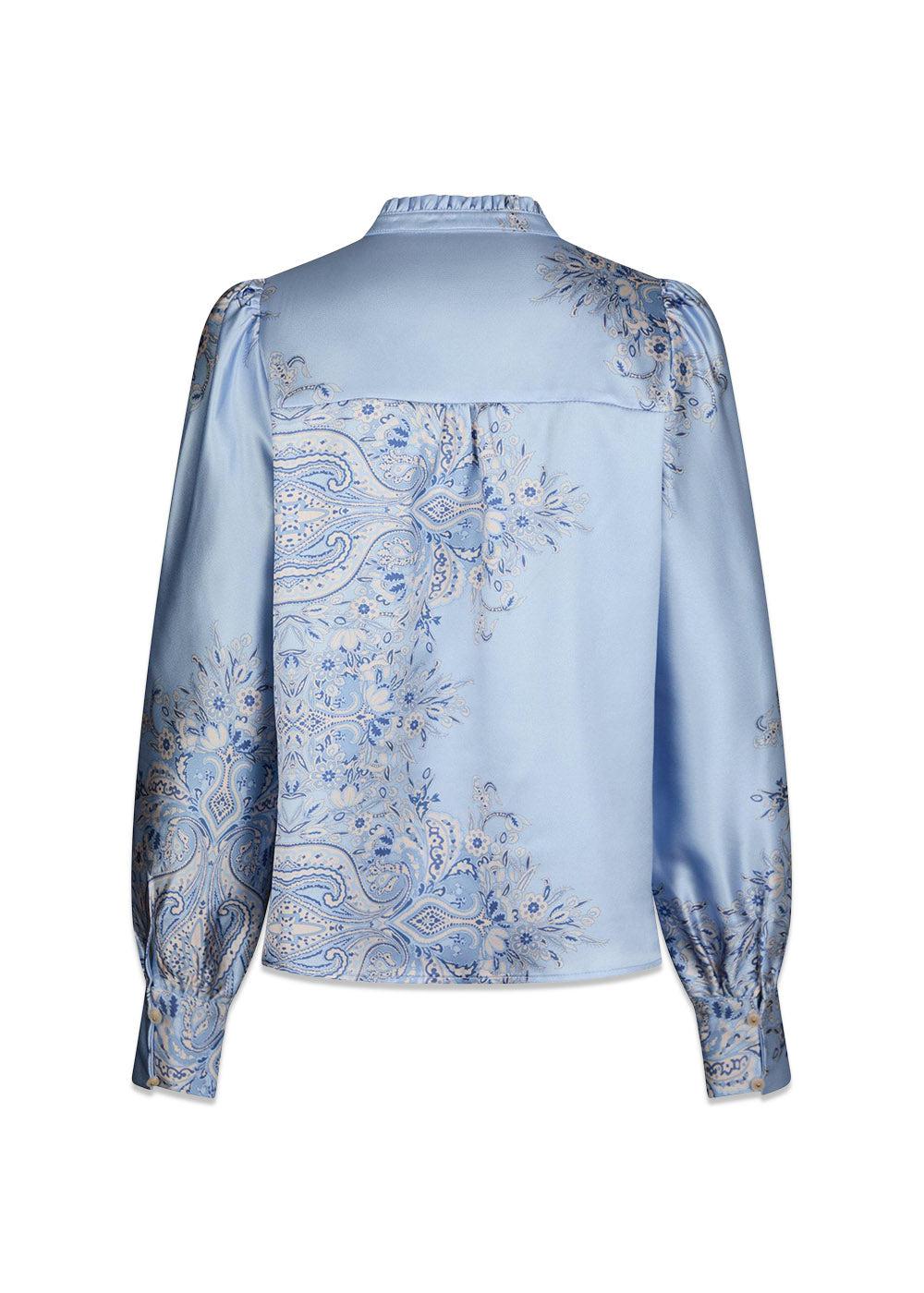 Massima Paisley Border Blouse - Light Blue - Image 2