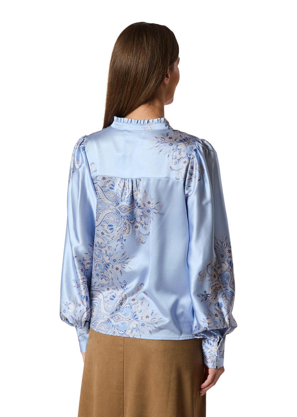 Massima Paisley Border Blouse - Light Blue - Image 4