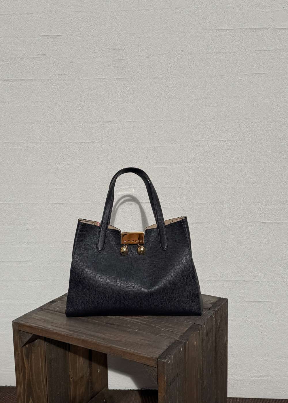 Leather Trunkaaro Tote Handbag - Black - Image 2