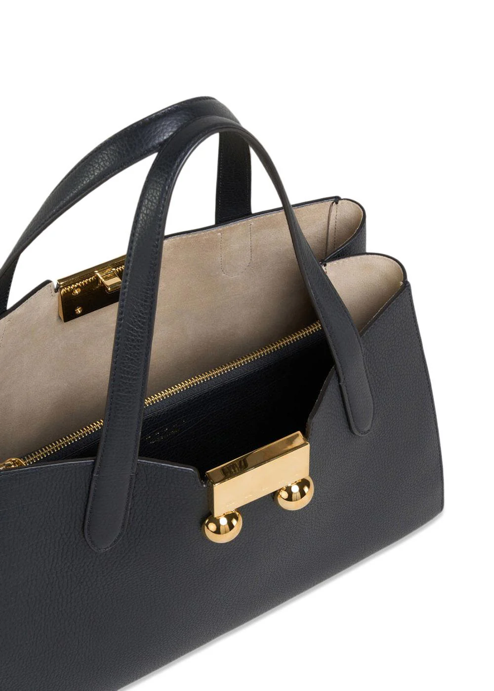 Leather Trunkaaro Tote Handbag - Black - Image 5