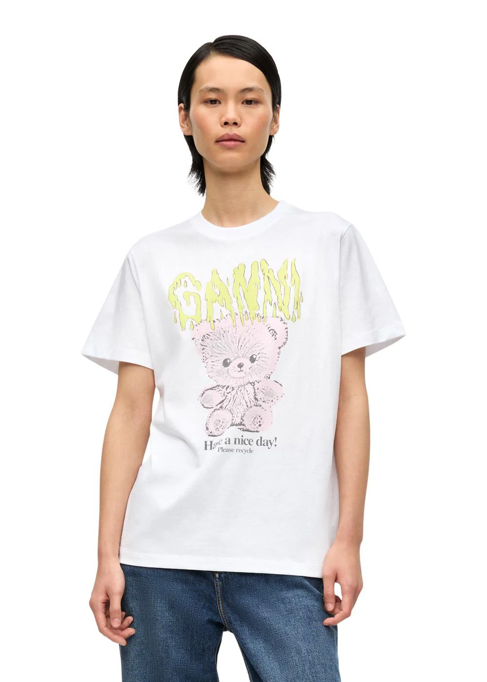 Basic Cotton Jersey Teddy Relaxed T-shirt - Bright White - Image 4