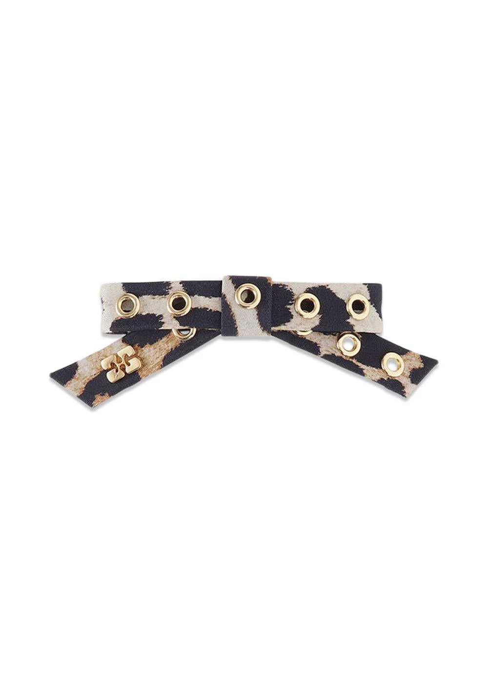 Eyelet Bow Barrette Nylon - Leopard