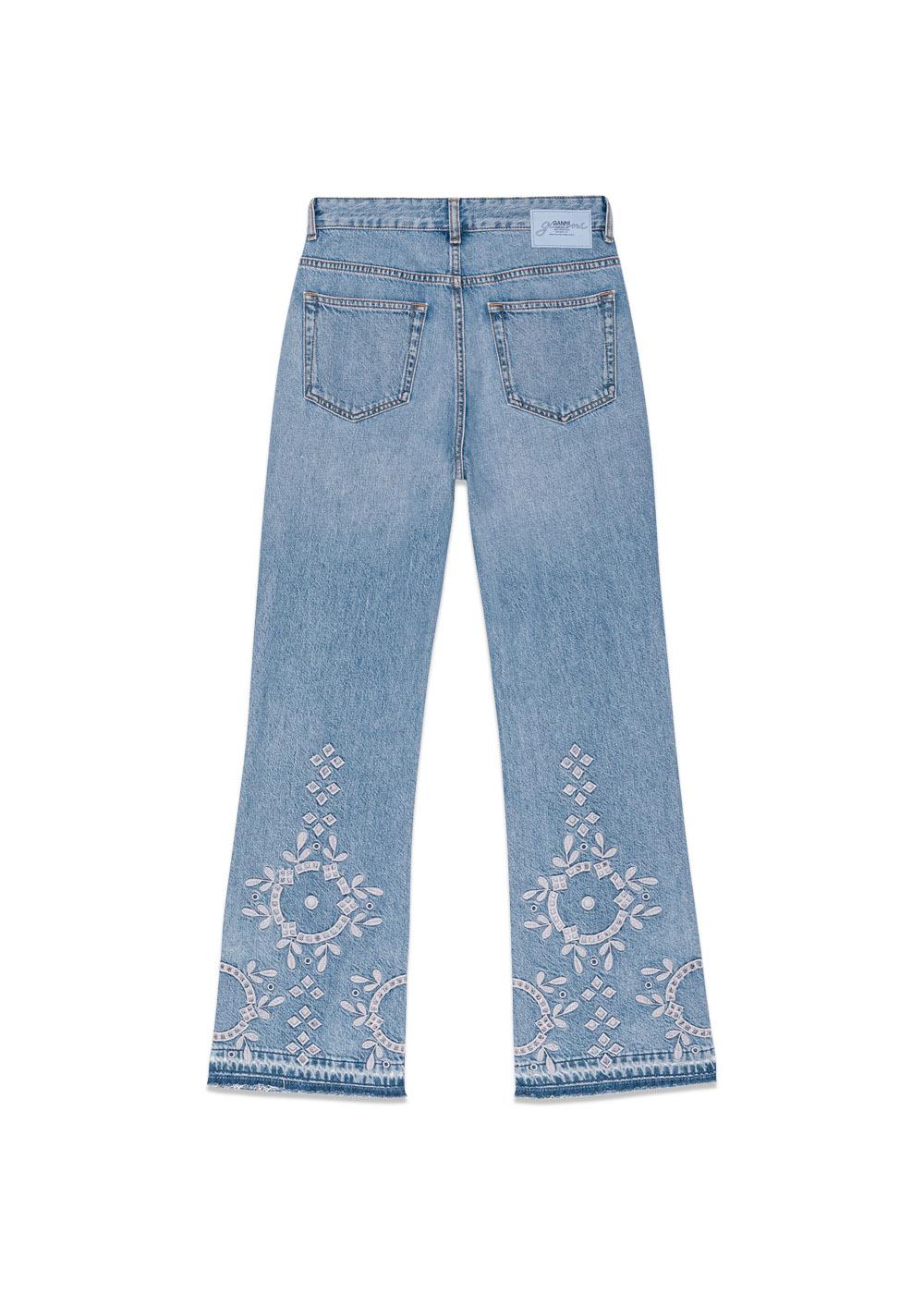 Broderie Anglaise Denim Betzy Cropped - Light Blue Stone - Image 2