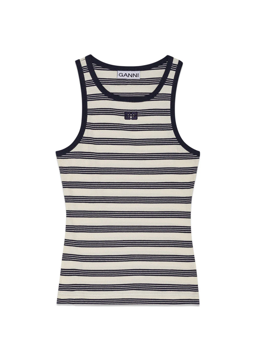 Striped Soft Cotton Rib Tank Top - Sky Captain