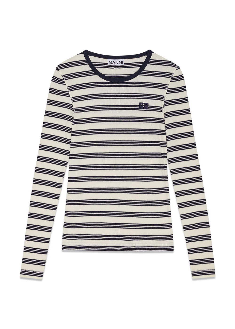 Striped Soft Cotton Rib Long Sleeve T-Shirt - Sky Captain