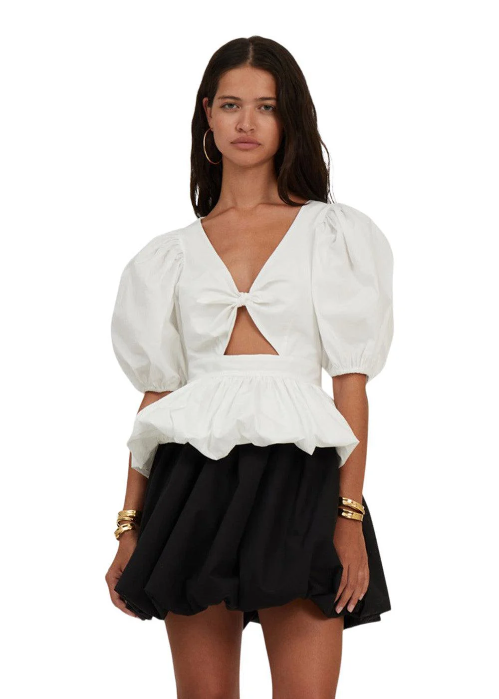 Puff Sleeve Bubble Top - Bright White - Image 2