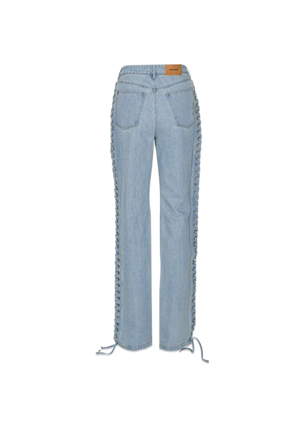 Laced Straight Leg Jeans - Light Blue Denim - Image 2