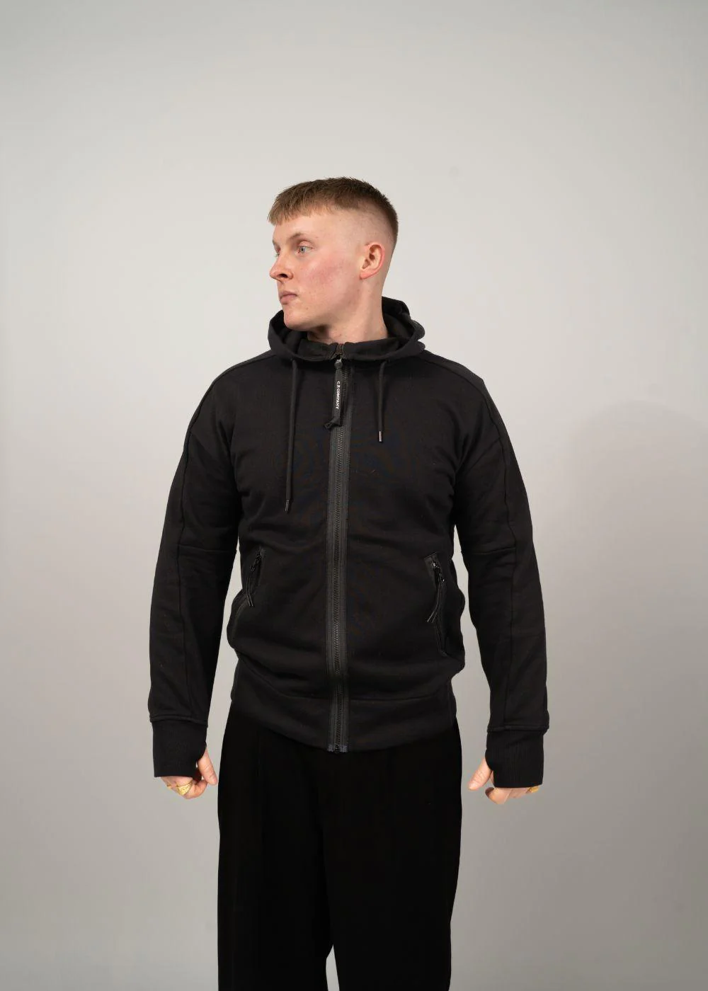 SWEATSHIRTS HOODED OPEN DIAGONAL - Black - Image 2