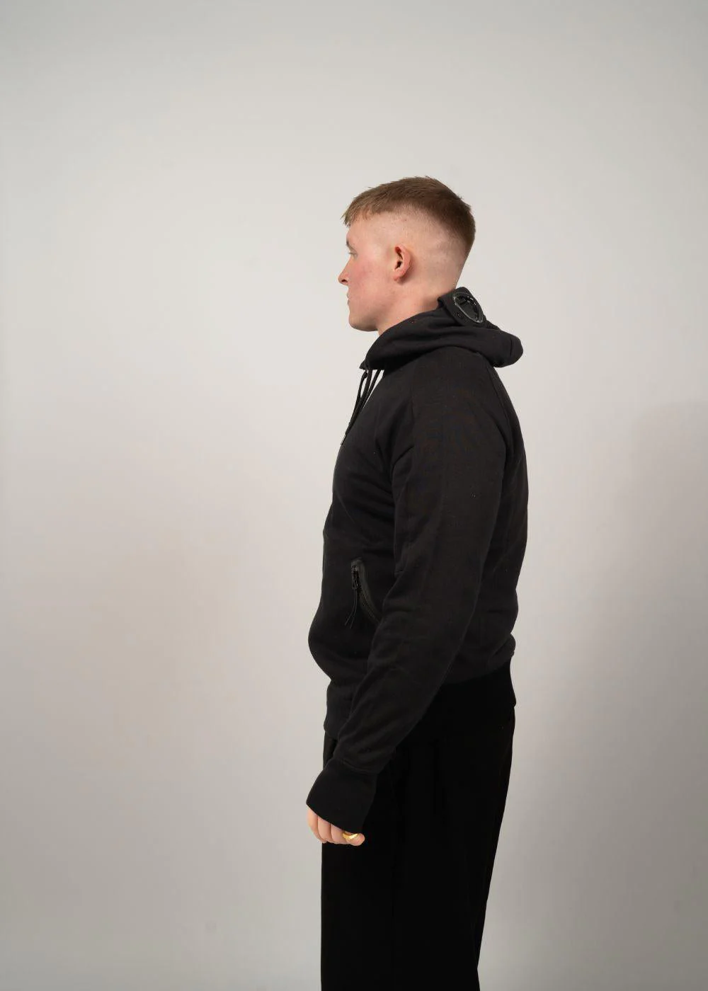 SWEATSHIRTS HOODED OPEN DIAGONAL - Black - Image 3