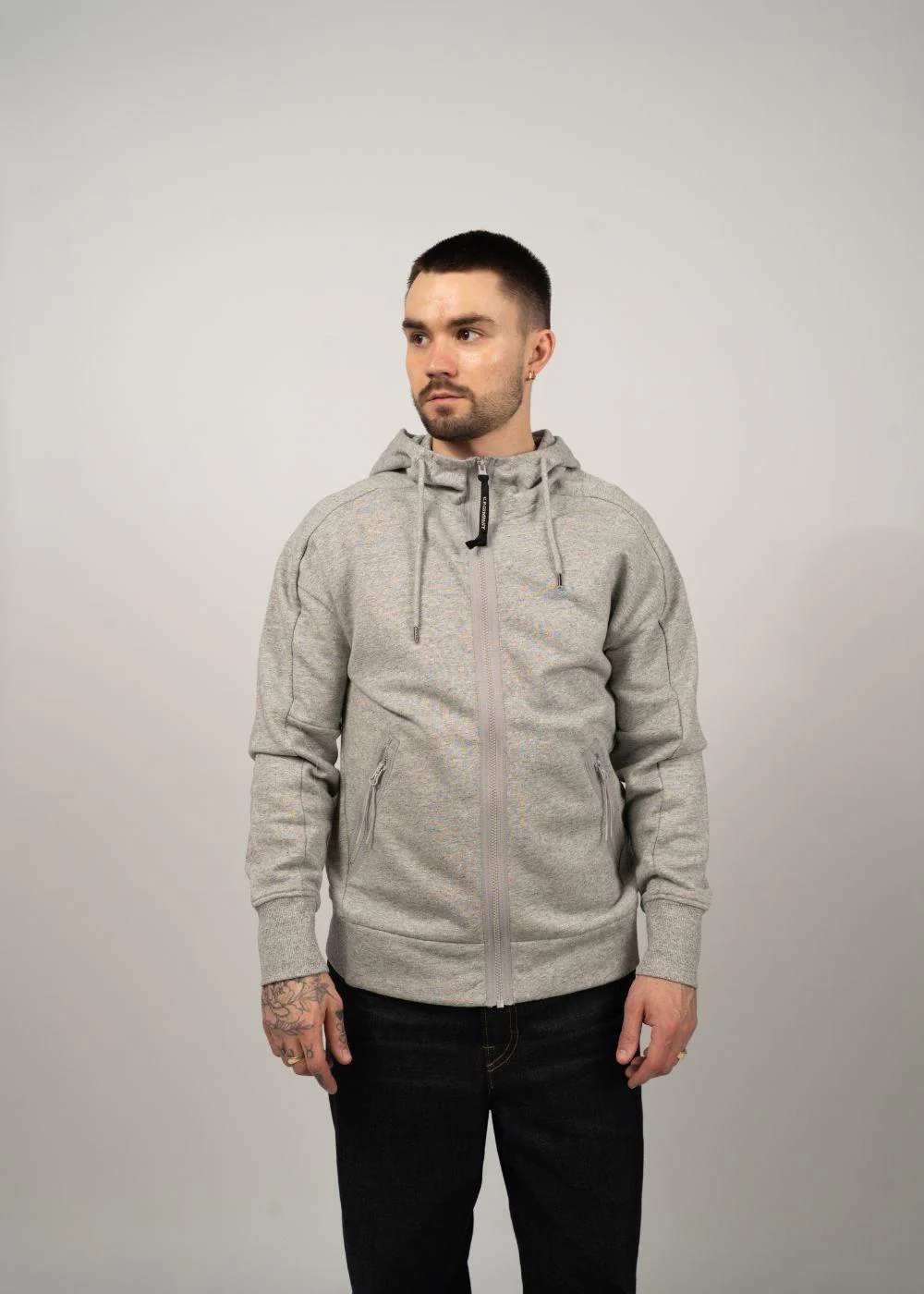 SWEATSHIRTS HOODED OPEN DIAGONAL - Greystone - Image 2