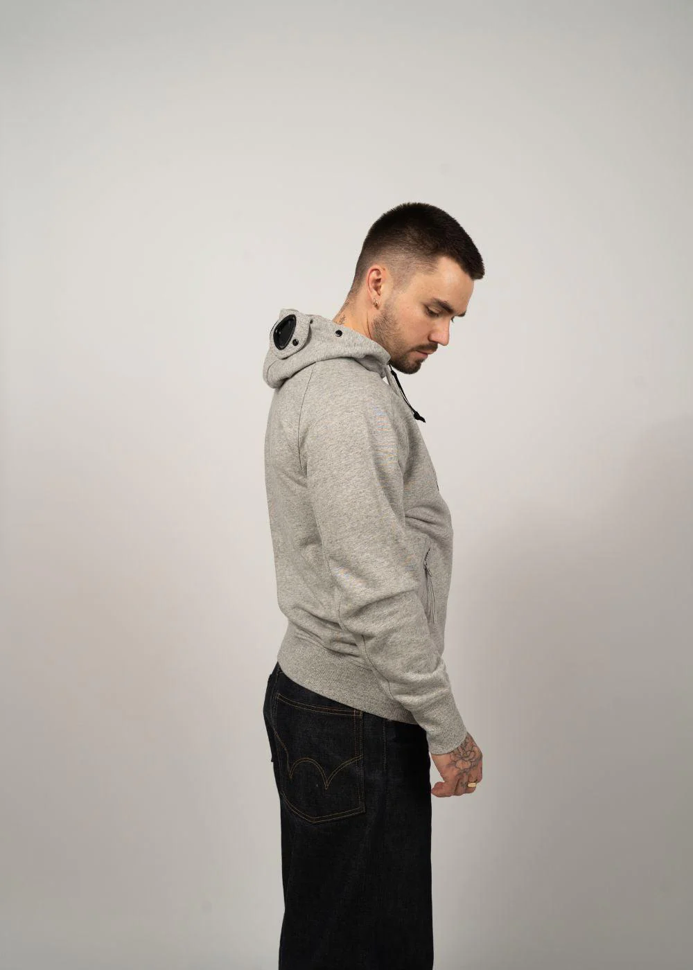 SWEATSHIRTS HOODED OPEN DIAGONAL - Greystone - Image 4