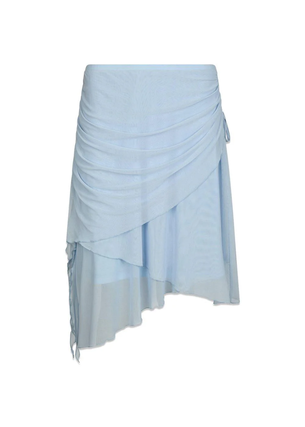 Saffron Asymmetric Mesh Skirt - Light Blue